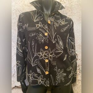 Papa Black Cotton Lightweight Embroidered Jacket